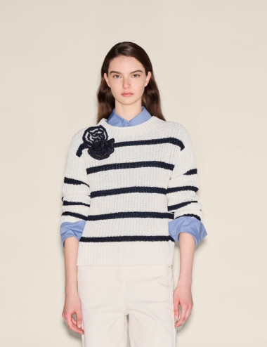 Pull à rayures en lin...