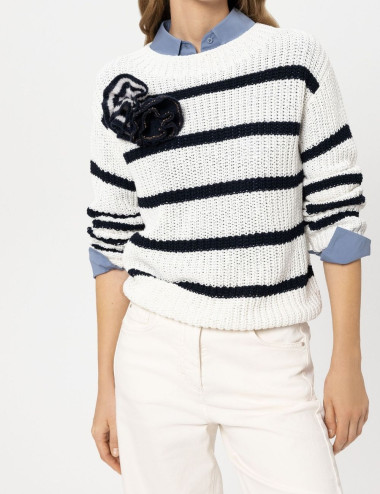 Pull à rayures en lin...