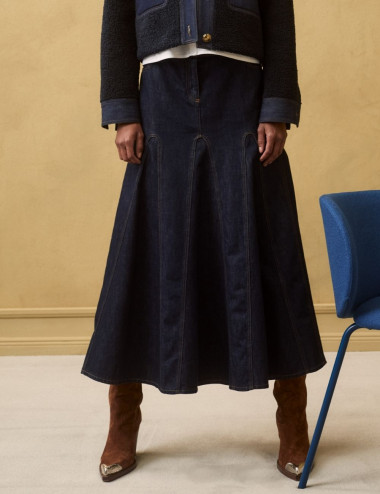Jupe godet en denim  -...