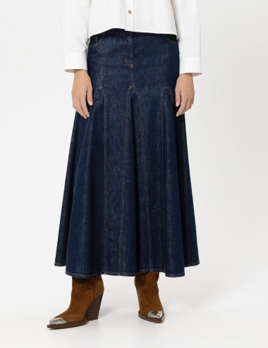 Jupe godet en denim  -...