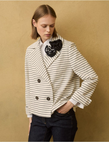Veste caban à rayures -...