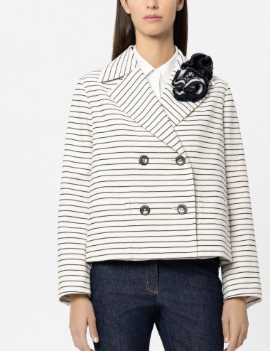 Veste caban à rayures -...