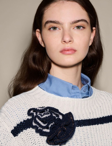 Broche en tricot de fleur -...