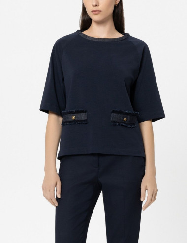 T-shirt avec patch denim -...