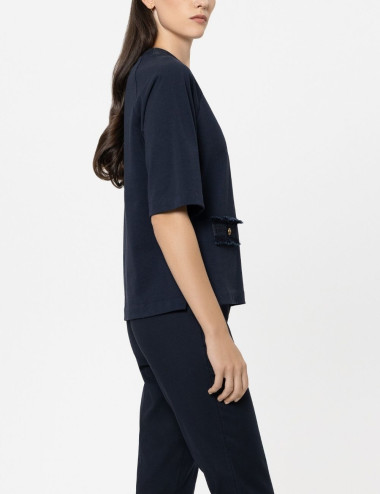 T-shirt avec patch denim -...