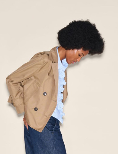 Veste trench en gabardine -...