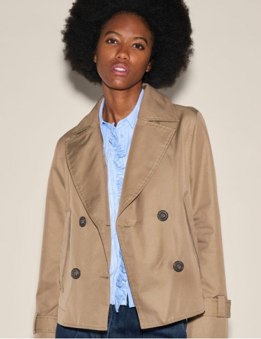 Veste trench en gabardine -...