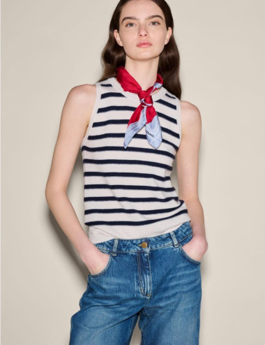 Camisole rayée en cachemire...
