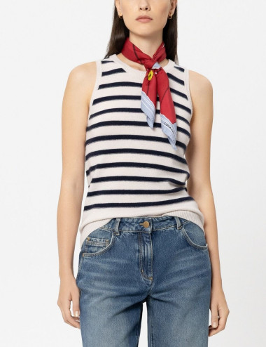 Camisole rayée en cachemire...