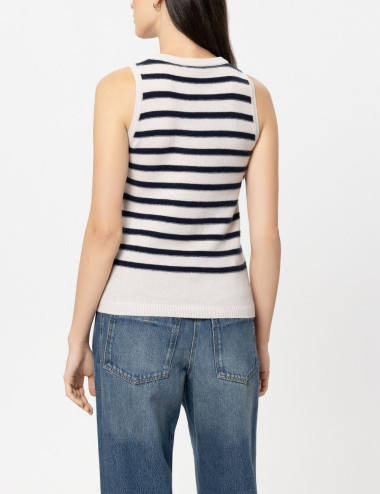 Camisole rayée en cachemire...