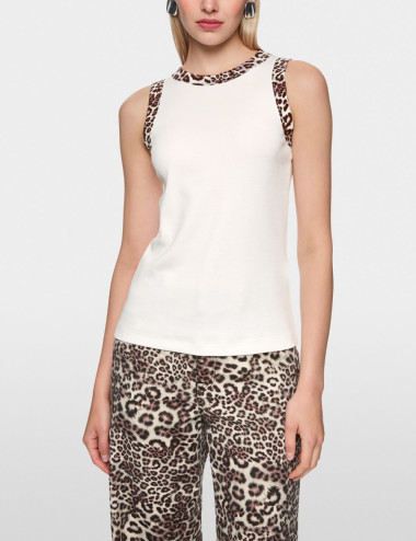 Top à imprimé léopard -...