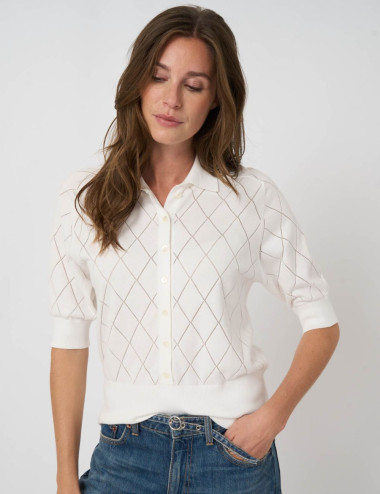 Pull blanc à manches...