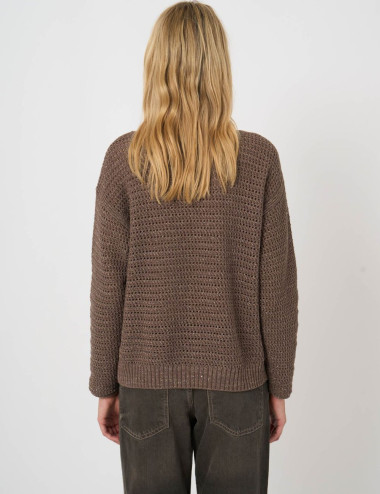 Pull ajouré taupe - Repeat