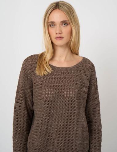 Pull ajouré taupe - Repeat