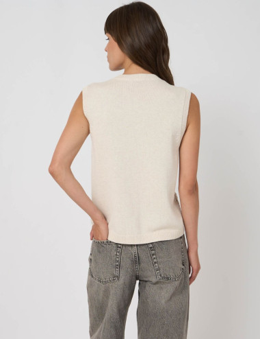 Pull sans manches ajouré...