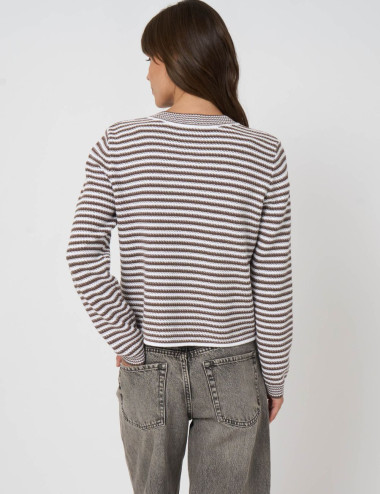 Cardigan en maille rayée...