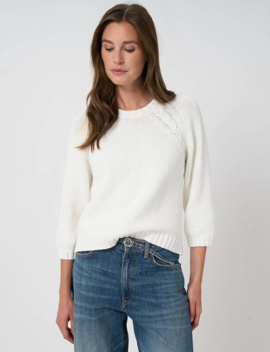Pull blanc en maille...