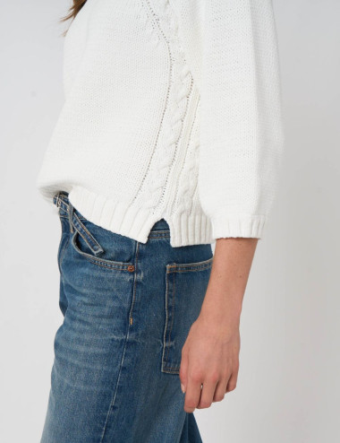 Pull blanc en maille...