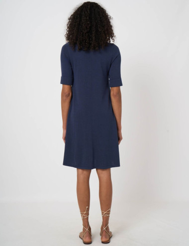 Robe manches courtes bleu...