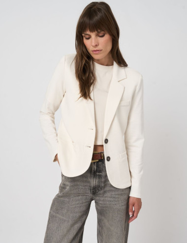 Veston ivoire décontracté -...