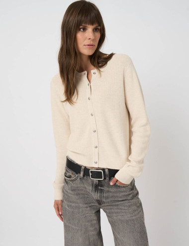 Cardigan ivoire en maille...