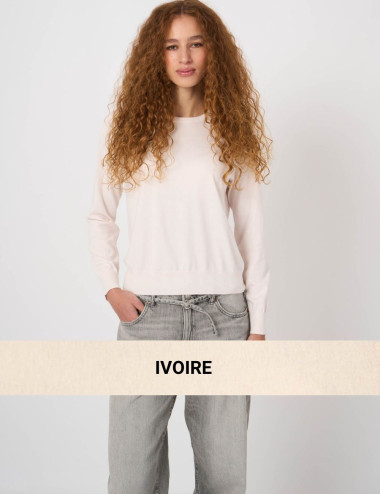 Pull basique ivoire à...