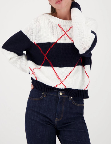 Pull tricoté avec motif...