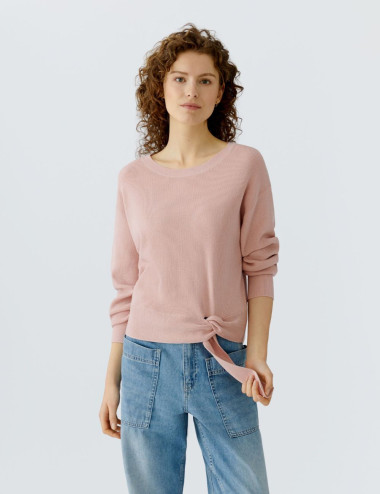 Pull rose poudré à nœud à...