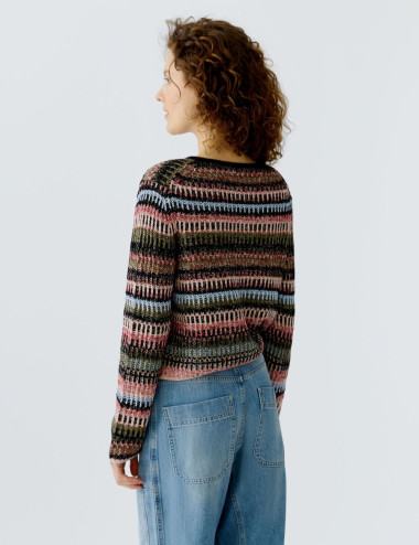Cardigan en maille rayé...