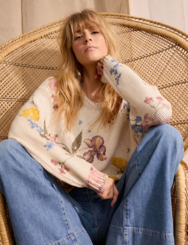 Pull en maille floral - Oui