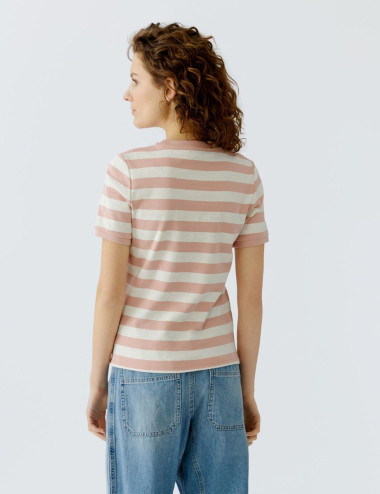 T-Shirt rayé blanc et rose...