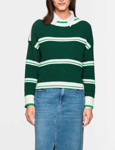 Pull à rayures tricoté en...