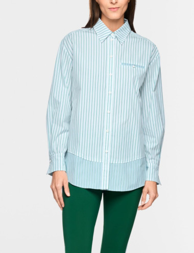 Chemise en coton rayé -...
