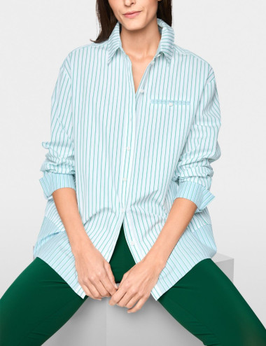 Chemise en coton rayé -...