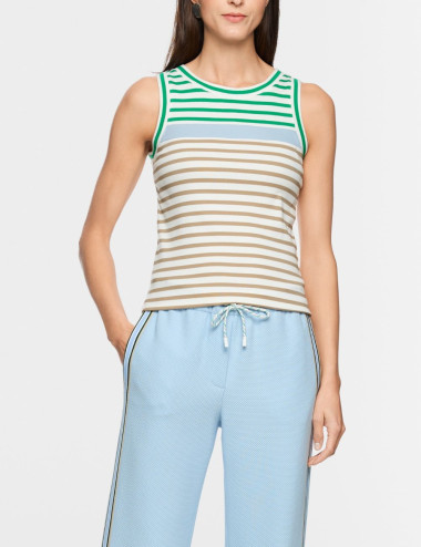 Top rayé en coton stretch -...
