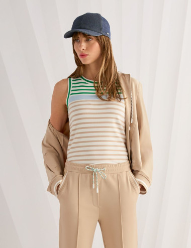 Top rayé en coton stretch -...