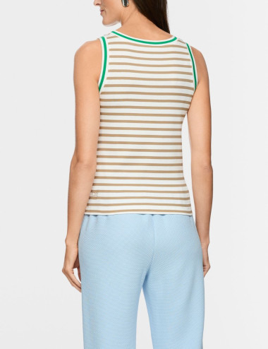 Top rayé en coton stretch -...