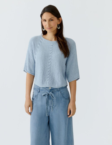 Pull en tricot bleu clair -...