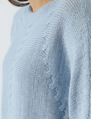 Pull en tricot bleu clair -...