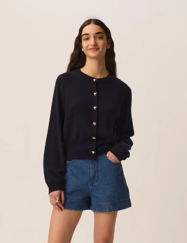 Cardigan Arbalette marine -...