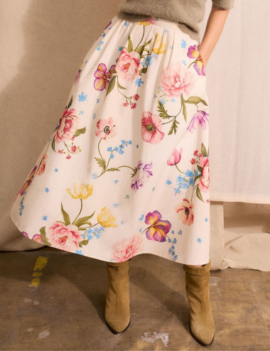 Jupe midi à imprimé floral...