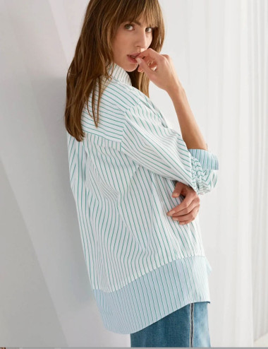 Chemise en coton rayé -...