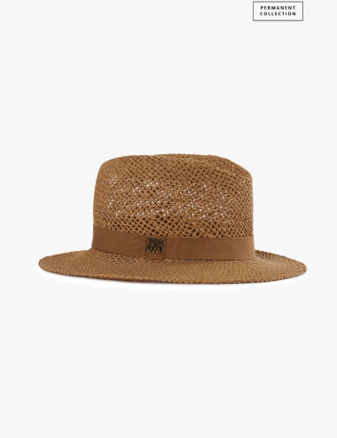 Chapeau en paille camel -...