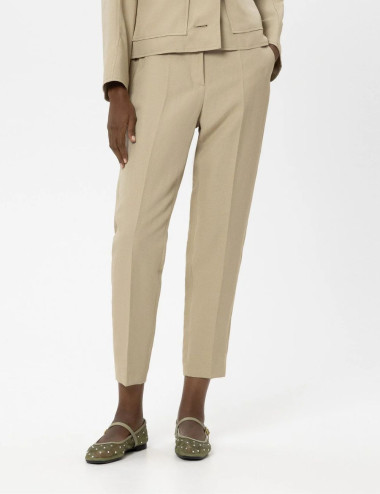 Pantalon conique en lin...