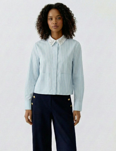 Blouse oversize bleue à...