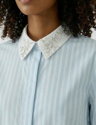 Blouse oversize bleue à...