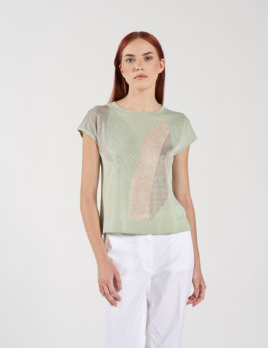 T-Shirt Intarsia Sable et...