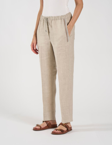 Pantalon en lin couleur...