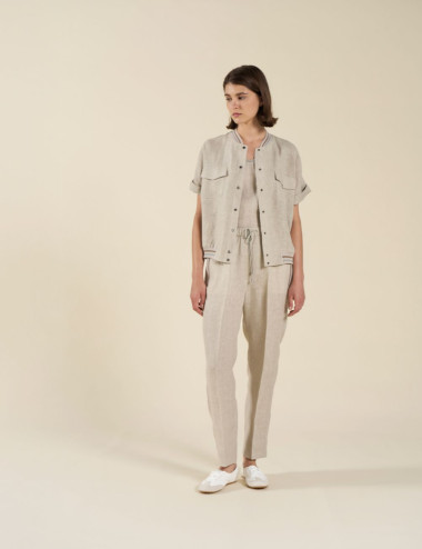 Pantalon en lin couleur...