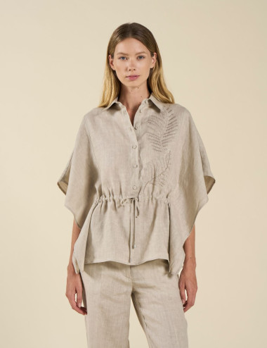Chemisier en lin brodé...